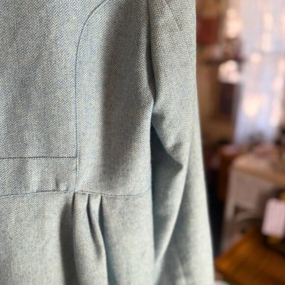 Gianfranco Ferre Wool Cashmere Herringbone Coat 46 IT Light Blue Double Breasted - Picture 5 of 10